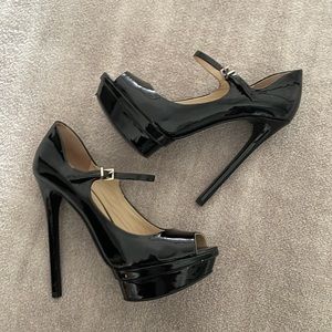 Brian Atwood Peep Toe Mary Jane Platform Sandals Size 6/36
